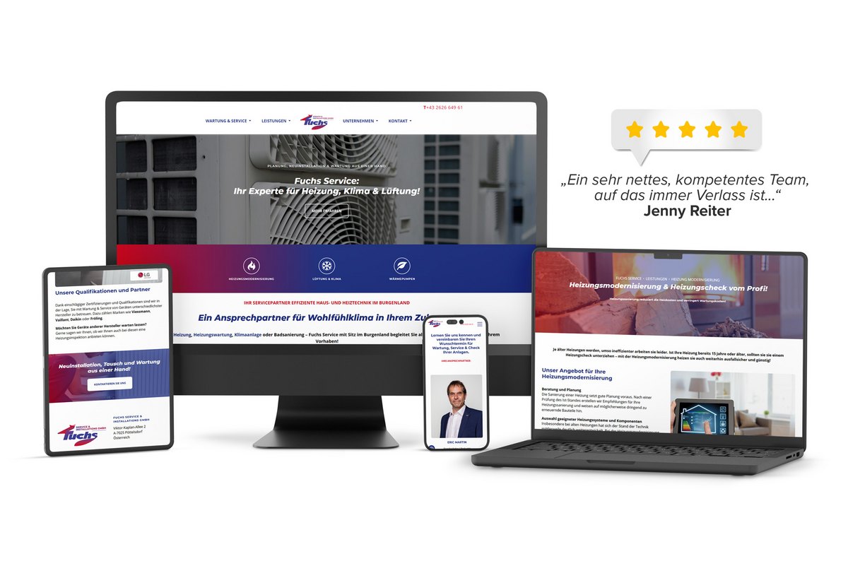 Fuchs Service & Installations GmbH: Moderne, responsive TYPO3-Website für Heizung, Klima und Lüftung - optimiert für alle Endgeräte