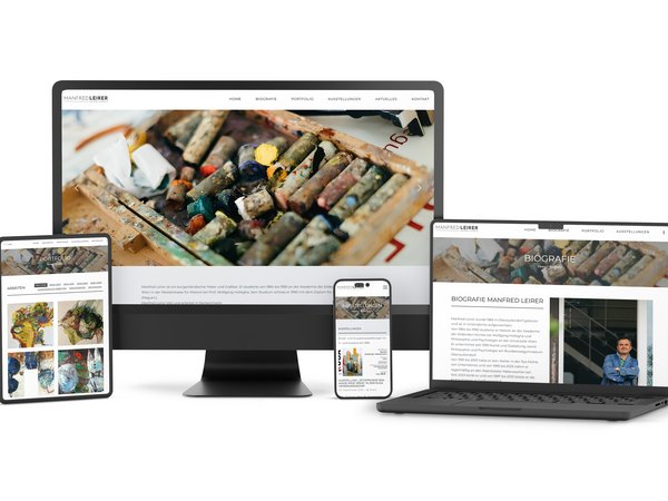 Neue Künstler-Website von Manfred Leirer – digitale Präsentationsplattform für Enkaustik-Kunst, Biografie und Ausstellungen. Künstler Manfred Leirer