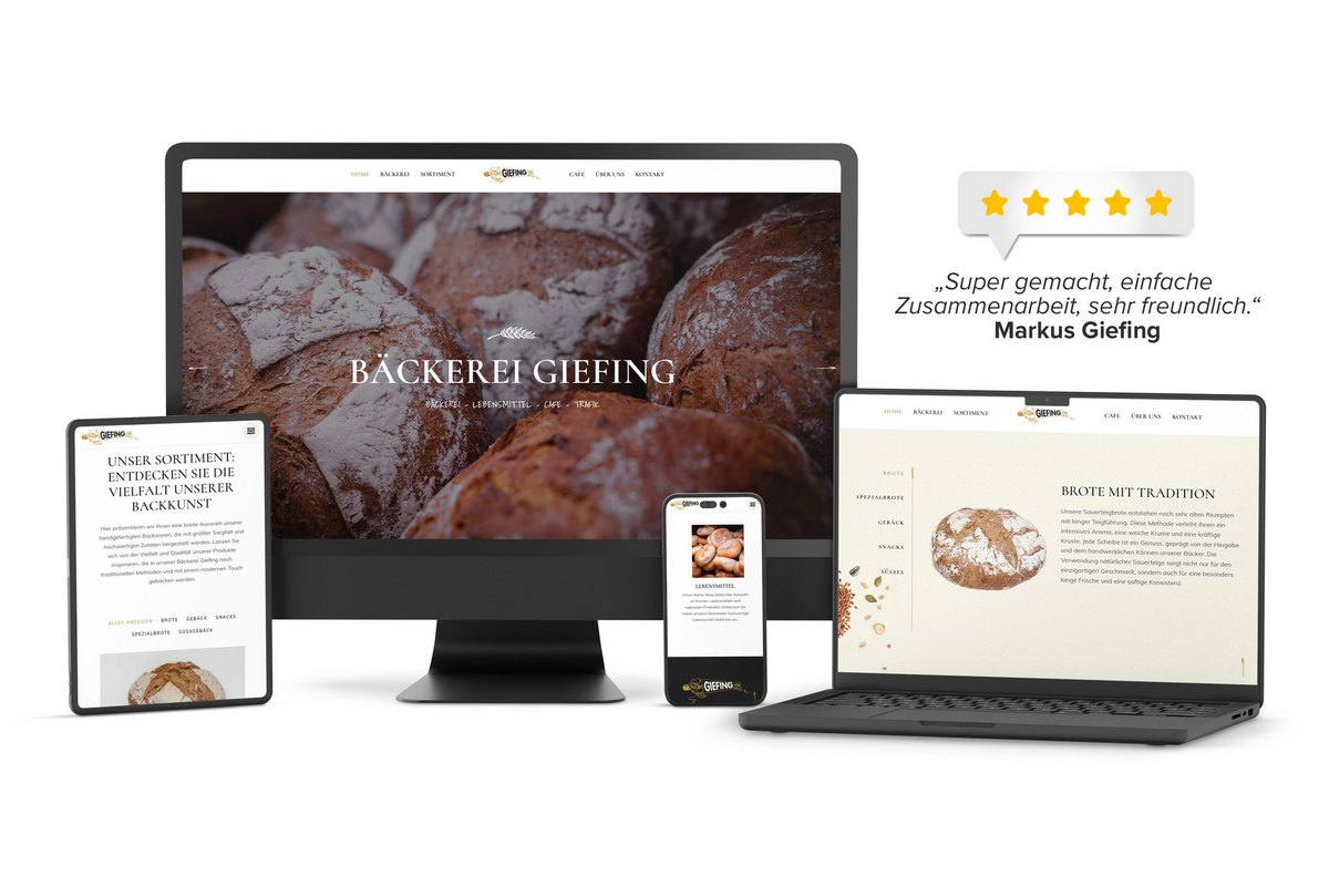 Neue, moderne Website der Bäckerei Markus Giefing – optimiert für alle Endgeräte. Website-Relaunch für giefingbaeck.at: Tradition und Moderne im perfekten Einklang