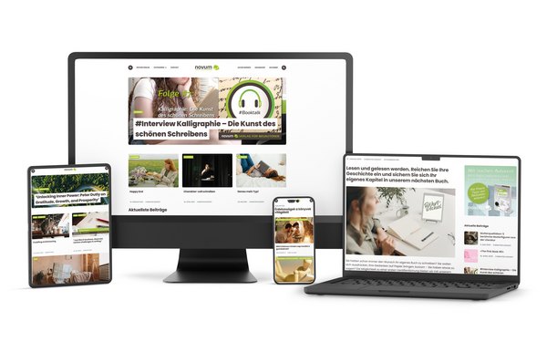 Dreisprachiger Blog des novum Verlags – responsive Design und WordPress-Umsetzung Blogsystem vom novum Verlag auf Desktop, Laptop, Tablet und Smartphone – in Deutsch, Englisch und Ungarisch.